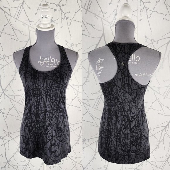 Lululemon Abstract Doodle Scribble Printed Luon Cool Racerback Tank - Picture 2 of 3